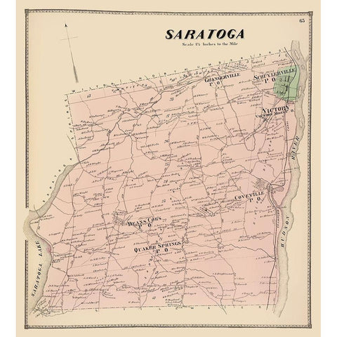 Saratoga New York Landowner - Stone 1866 White Modern Wood Framed Art Print by Stone
