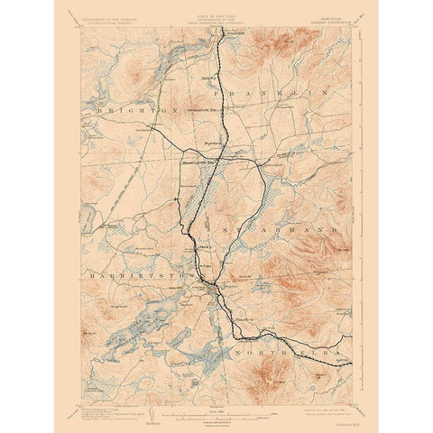 Saranac New York Quad - USGS 1904 Gold Ornate Wood Framed Art Print with Double Matting by USGS