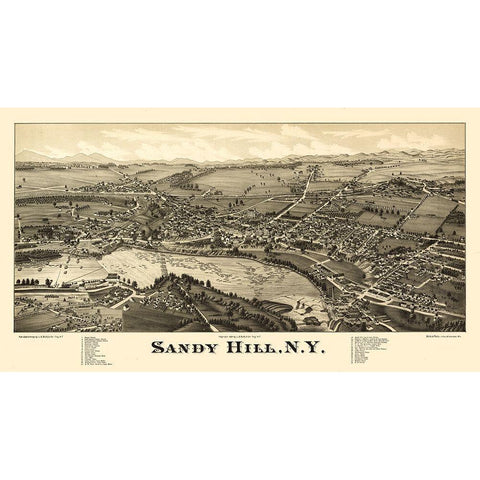 Sandy Hill New York - Burleigh 1884  White Modern Wood Framed Art Print by Burleigh