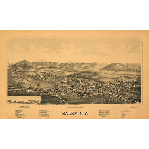 Salem New York - Burleigh 1889  White Modern Wood Framed Art Print by Burleigh