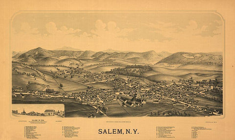 Salem New York - Burleigh 1889  White Modern Wood Framed Art Print with Double Matting by Burleigh