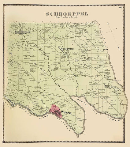 Schroeppel New York Landowner - Stone 1866 Black Ornate Wood Framed Art Print with Double Matting by Stone