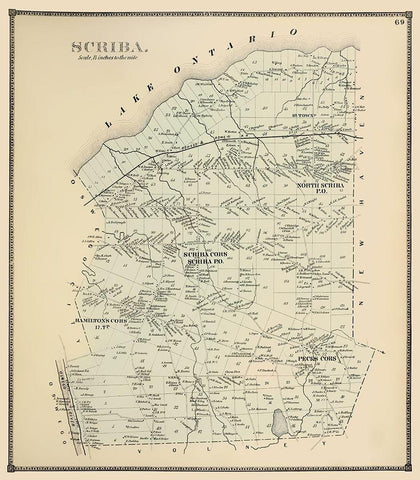 Scriba New York Landowner - Stone 1866 Black Ornate Wood Framed Art Print with Double Matting by Stone