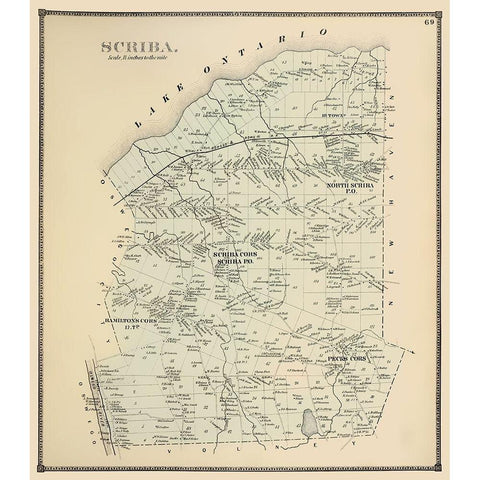 Scriba New York Landowner - Stone 1866 Black Modern Wood Framed Art Print with Double Matting by Stone