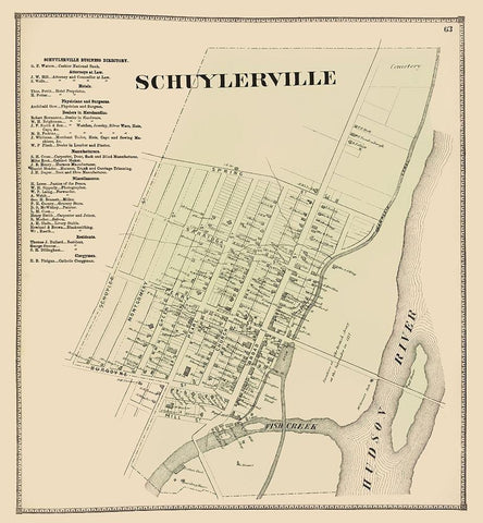 Schuylerville New York Landowner - Stone 1866 Black Ornate Wood Framed Art Print with Double Matting by Stone