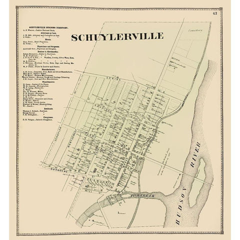 Schuylerville New York Landowner - Stone 1866 White Modern Wood Framed Art Print by Stone
