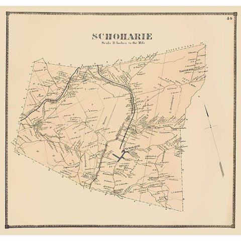 Schoharie New York Landowner - Stone 1866 White Modern Wood Framed Art Print by Stone