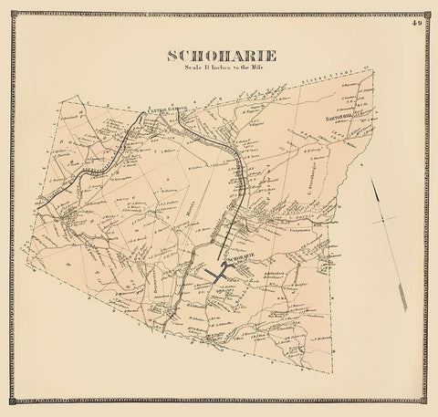 Schoharie New York Landowner - Stone 1866 White Modern Wood Framed Art Print with Double Matting by Stone