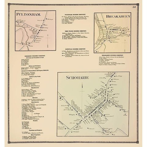 Schoharie Breakabeen Fultonham New York Landowner White Modern Wood Framed Art Print by Beers