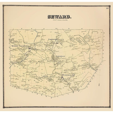 Seward New York Landowner - Stone 1866 Gold Ornate Wood Framed Art Print with Double Matting by Stone