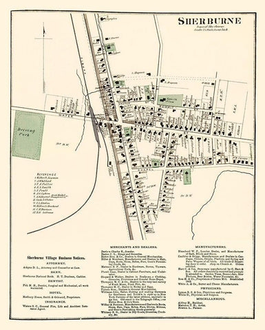 Sherburne New York - Nichols 1875 White Modern Wood Framed Art Print with Double Matting by Nichols