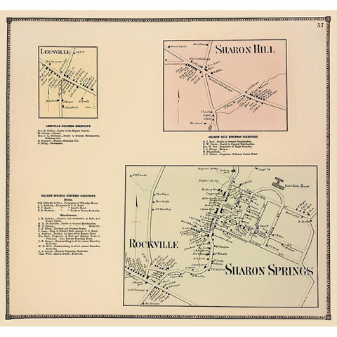 Sharon Springs New York Landowner - Beers 1866 Black Modern Wood Framed Art Print with Double Matting by Beers