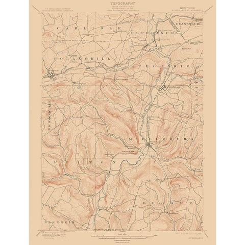 Shoharie New York Quad - USGS 1900 White Modern Wood Framed Art Print by USGS