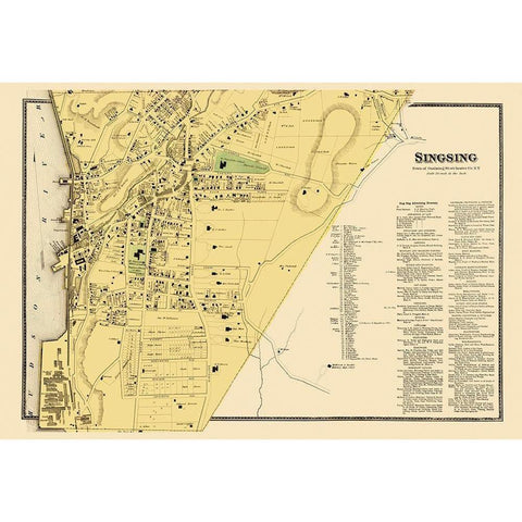 Ossining, Singsing New York Landowner - Beers 1868 White Modern Wood Framed Art Print by Beers