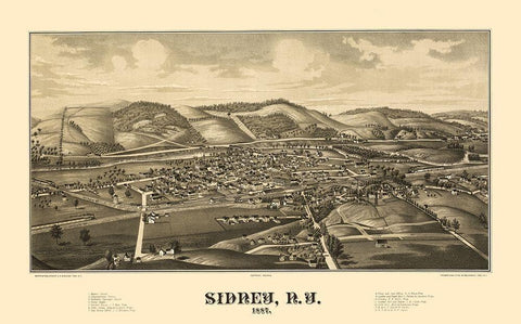 Sidney New York - Burleigh 1887  White Modern Wood Framed Art Print with Double Matting by Burleigh