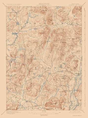 Schroon Lake New York Sheet - USGS 1897 Black Ornate Wood Framed Art Print with Double Matting by USGS