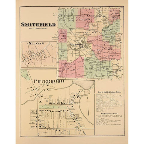 Smithfield New York Landowner - Whitman 1875 Gold Ornate Wood Framed Art Print with Double Matting by Whitman