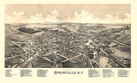 Springville New York - Burleigh 1892  Black Ornate Wood Framed Art Print with Double Matting by Burleigh