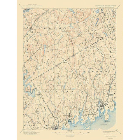 Stamford New York Connecticut Quad - USGS 1899 Black Modern Wood Framed Art Print with Double Matting by USGS