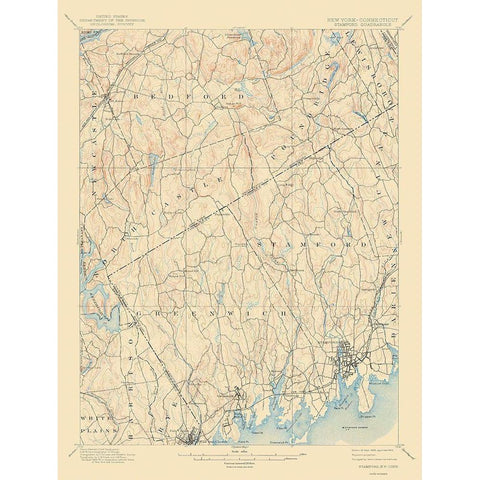 Stamford New York Connecticut Quad - USGS 1899 Gold Ornate Wood Framed Art Print with Double Matting by USGS