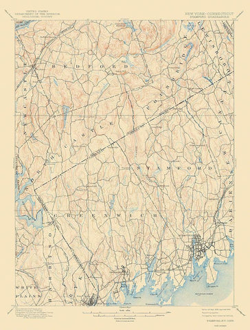 Stamford New York Connecticut Quad - USGS 1899 Black Ornate Wood Framed Art Print with Double Matting by USGS