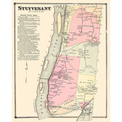 Stuyvesant New York Landowner - Beers 1873 Gold Ornate Wood Framed Art Print with Double Matting by Beers