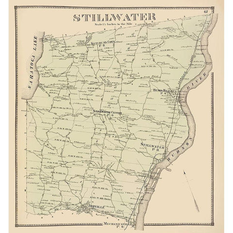 Stillwater New York Landowner - Stone 1866 Gold Ornate Wood Framed Art Print with Double Matting by Stone