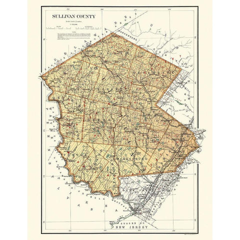 Sullivan New York Landowner - Bien 1895 Gold Ornate Wood Framed Art Print with Double Matting by Bien
