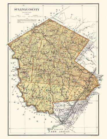 Sullivan New York Landowner - Bien 1895 Black Ornate Wood Framed Art Print with Double Matting by Bien