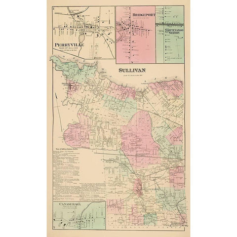 Sullivan New York Landowner - Whitman 1875 Gold Ornate Wood Framed Art Print with Double Matting by Whitman