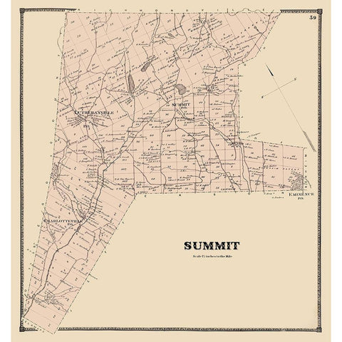Summit New York Landowner - Stone 1866 Black Modern Wood Framed Art Print with Double Matting by Stone
