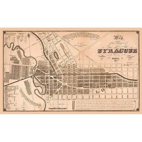 Syracuse New York - Clarke 1834  Gold Ornate Wood Framed Art Print with Double Matting by Clarke