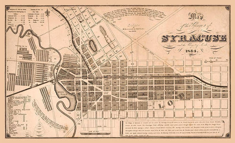 Syracuse New York - Clarke 1834  Black Ornate Wood Framed Art Print with Double Matting by Clarke