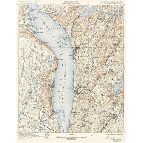 Tarrytown New York New Jersey Quad - USGS 1902 Gold Ornate Wood Framed Art Print with Double Matting by USGS