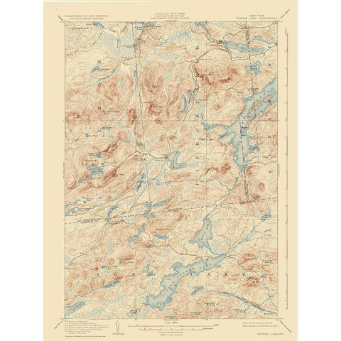 Tupper Lake New York Quad - USGS 1907 White Modern Wood Framed Art Print by USGS