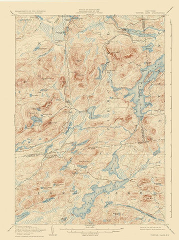 Tupper Lake New York Quad - USGS 1907 White Modern Wood Framed Art Print with Double Matting by USGS