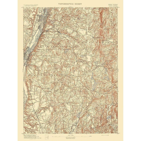 Troy New York Sheet - USGS 1893 Black Modern Wood Framed Art Print with Double Matting by USGS