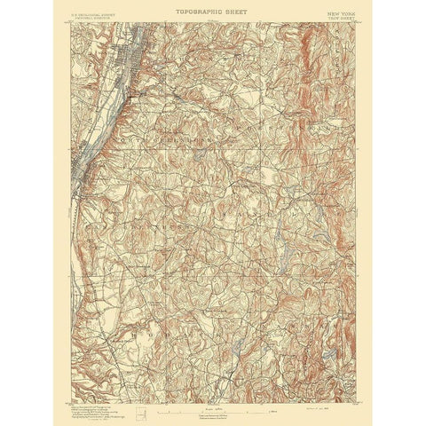 Troy New York Sheet - USGS 1893 Black Modern Wood Framed Art Print by USGS