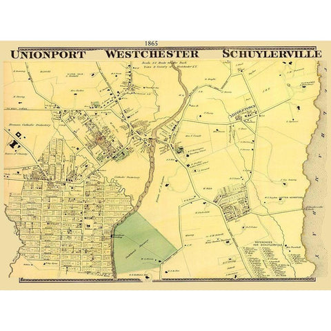 Union Port, Westchester New York Landowner Gold Ornate Wood Framed Art Print with Double Matting by Beers