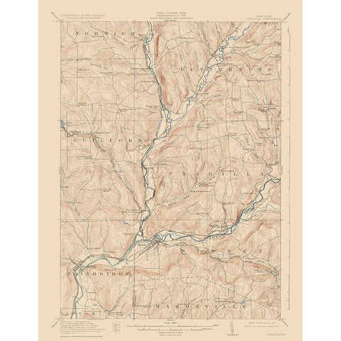 Unadilla New York Quad - USGS 1918 White Modern Wood Framed Art Print by USGS