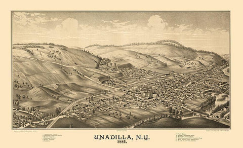 Unadilla New York - Burleigh 1887  White Modern Wood Framed Art Print with Double Matting by Burleigh