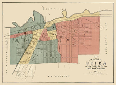 Utica New York - Francis 1876  Black Ornate Wood Framed Art Print with Double Matting by Francis
