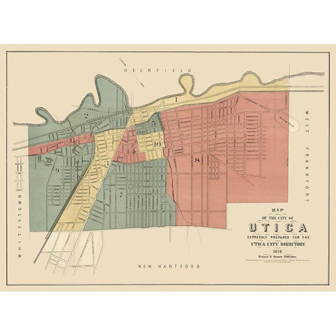 Utica New York - Francis 1876  Black Modern Wood Framed Art Print with Double Matting by Francis