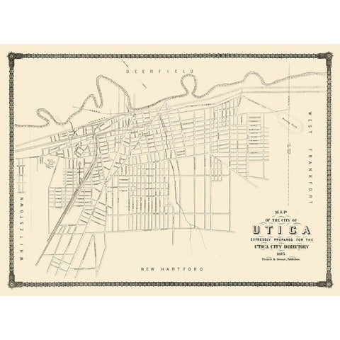Utica New York - Francis 1875  Black Modern Wood Framed Art Print with Double Matting by Francis