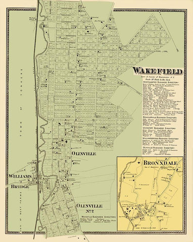 Wakefield New York Landowner - Beers 1868 Black Ornate Wood Framed Art Print with Double Matting by Beers