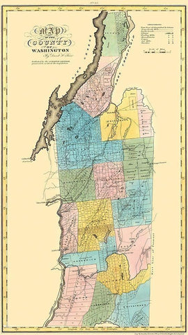 Washington New York Landowner - Burr 1829 Black Ornate Wood Framed Art Print with Double Matting by Burr