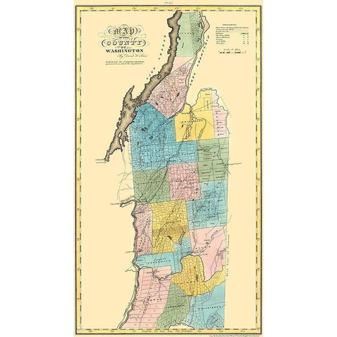 Washington New York Landowner - Burr 1829 White Modern Wood Framed Art Print by Burr