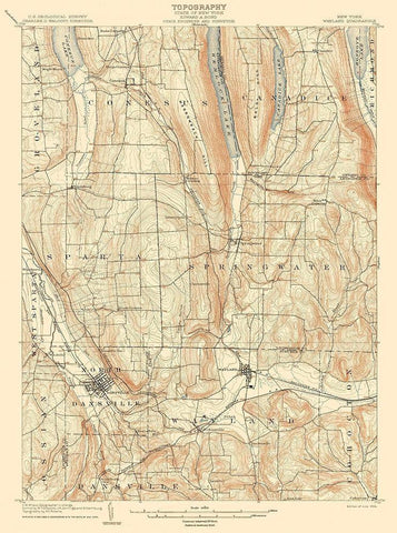 Wayland New York Quad - USGS 1904 White Modern Wood Framed Art Print with Double Matting by USGS