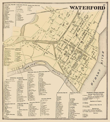 Waterford New York Landowner - Stone 1866 Black Ornate Wood Framed Art Print with Double Matting by Stone