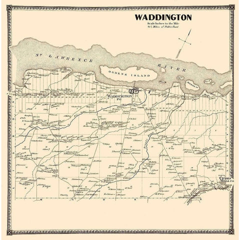 Waddington New York Landowner - Stone 1865 Black Modern Wood Framed Art Print with Double Matting by Stone